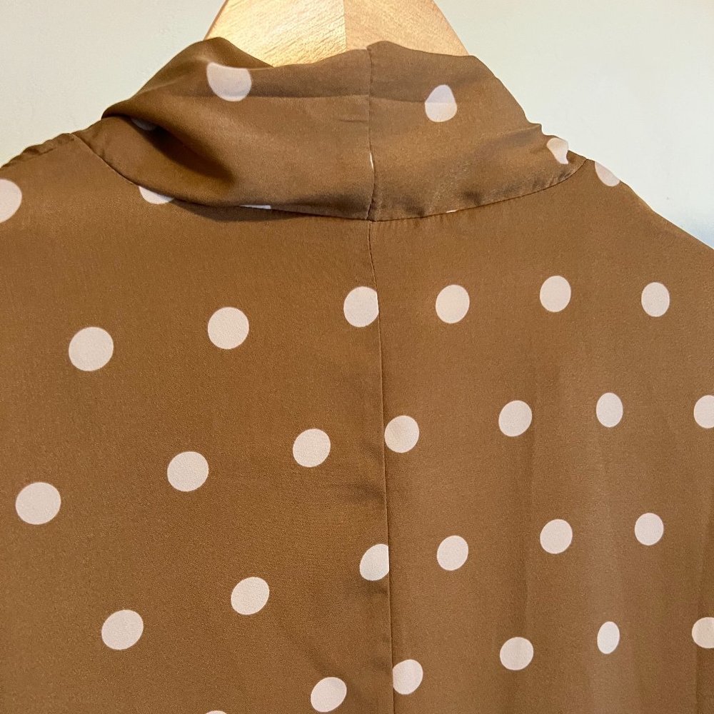 NWT Anthropologie BB Dakota Brown & White Polka Dot Duster S - Picture 9 of 9